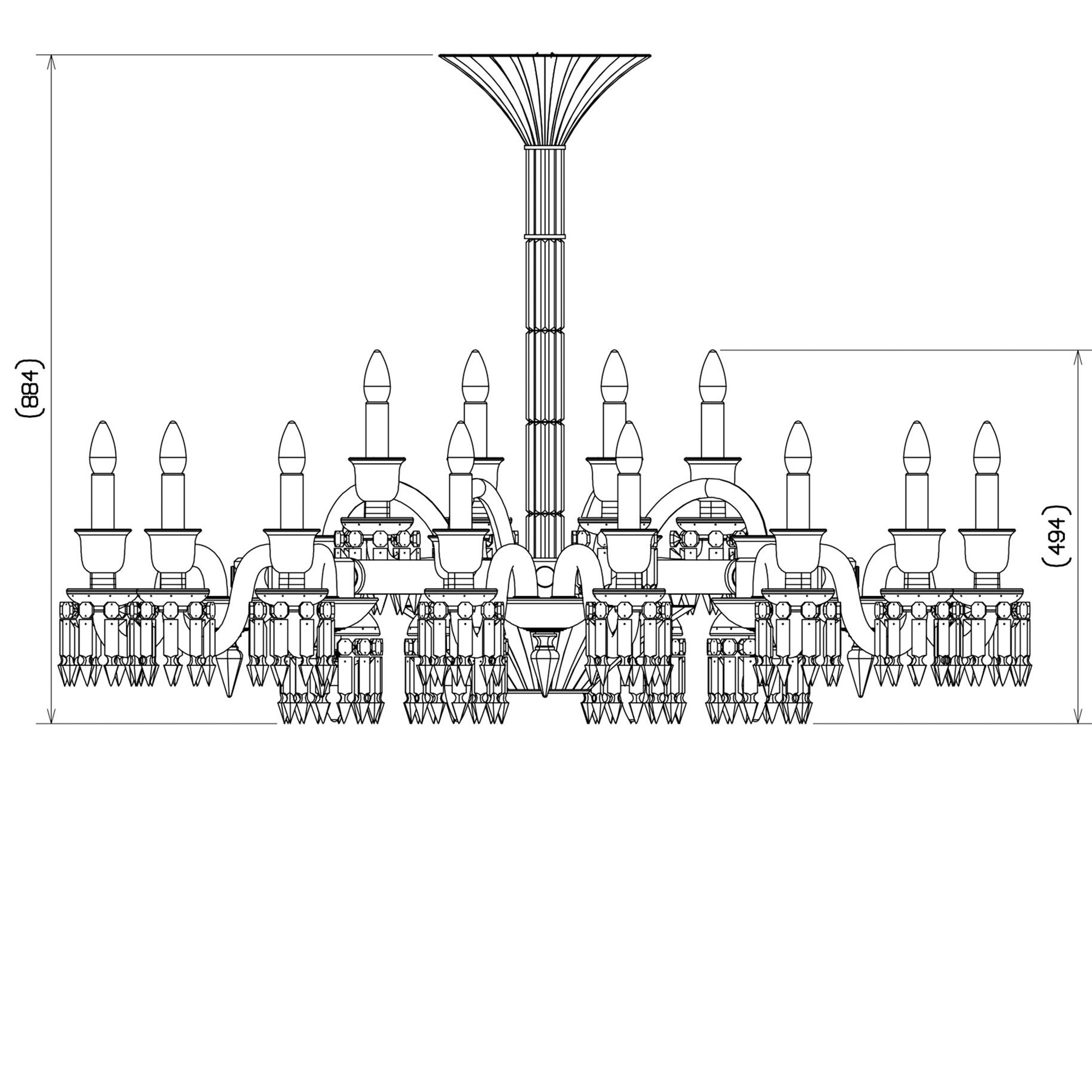 Люстра на 24 свечей 89 x 130см серии Paris Baccarat