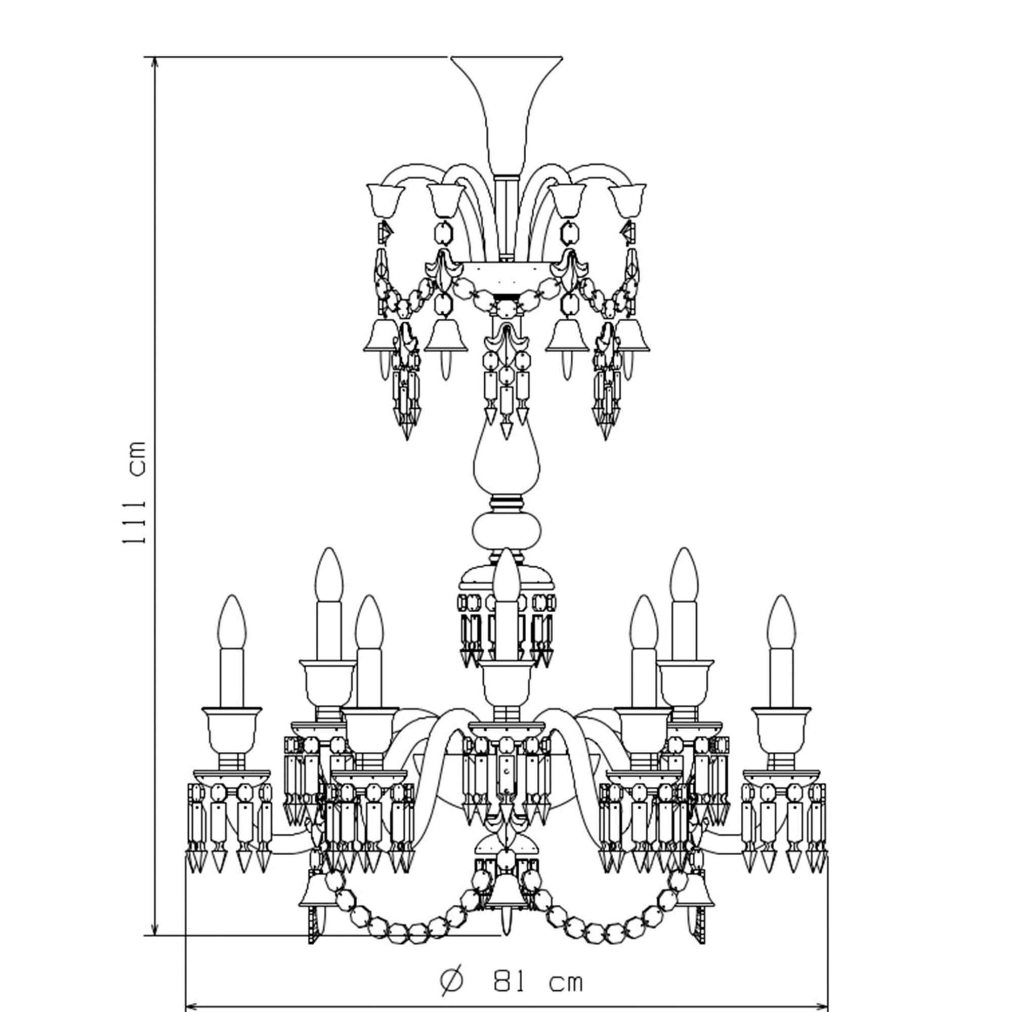 Люстра на 12 свечей (длинный) 111 x 81см серии Zenith Flou Baccarat