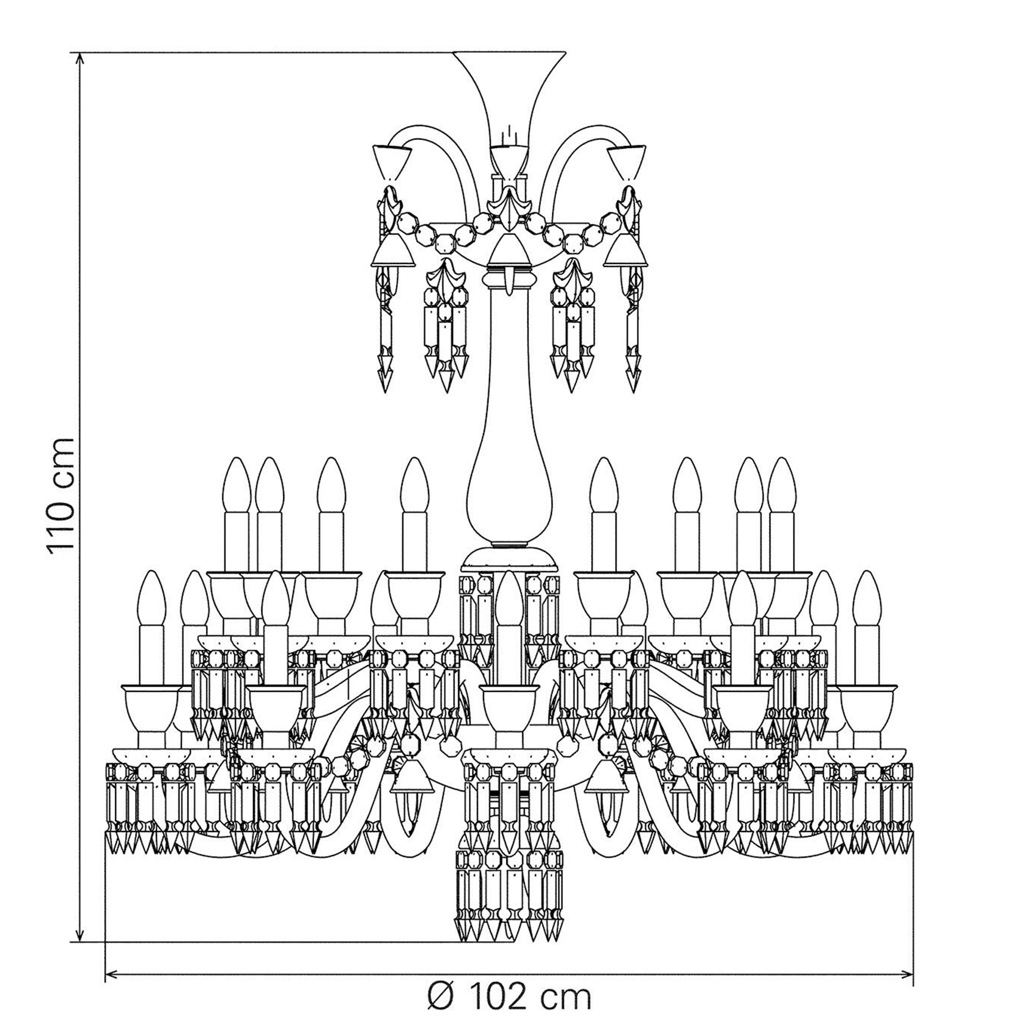 Люстра на 18 свечей 110 x 102см от Zenith Flou Baccarat