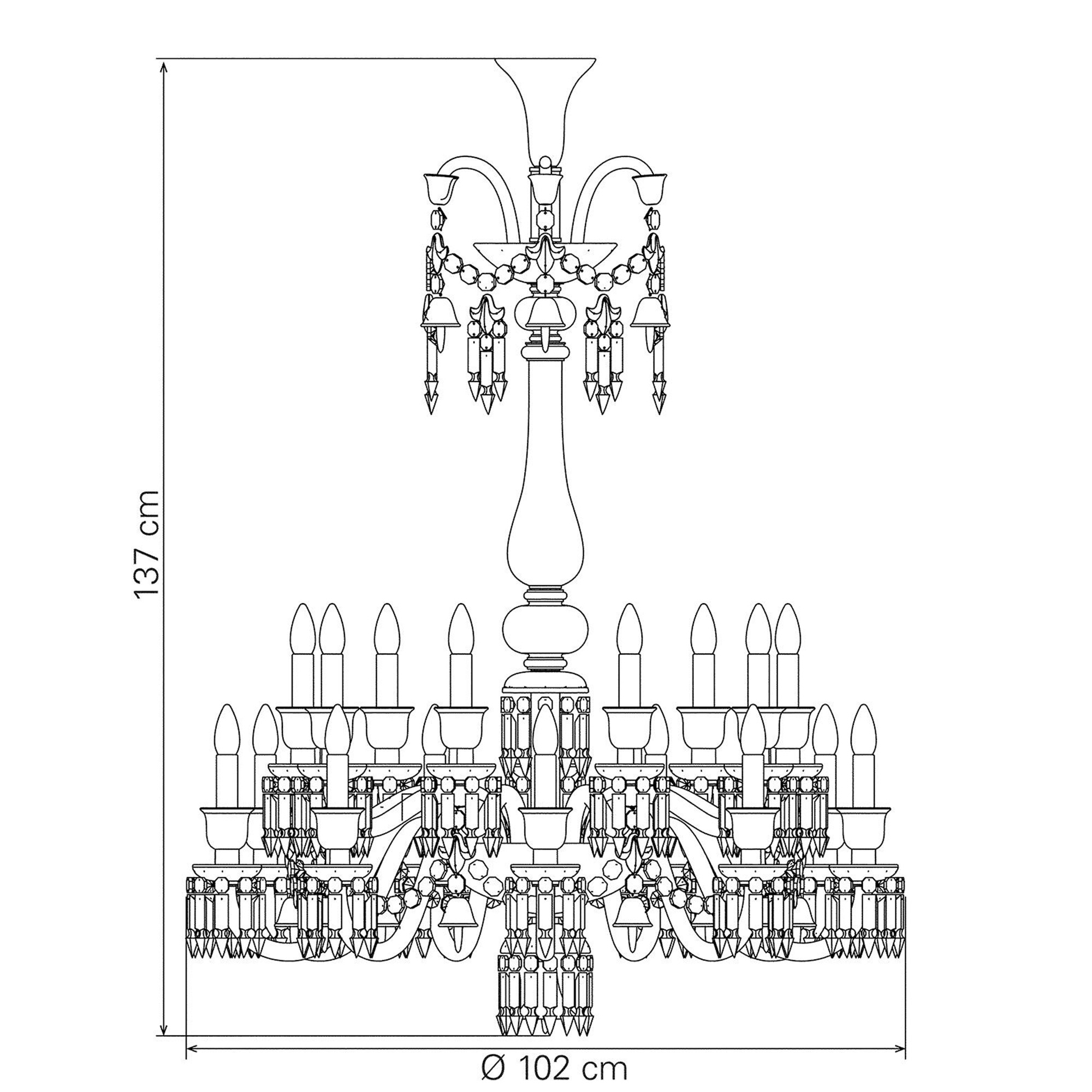 Люстра на 18 свечей (длинный) 136 x 102см серии Zenith Flou Baccarat