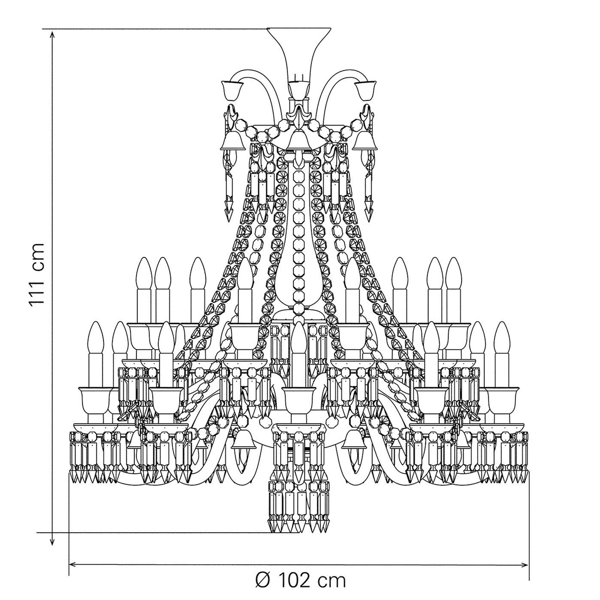 Люстра на 18 свечей 111 x 102см серии Zenith Noir Baccarat