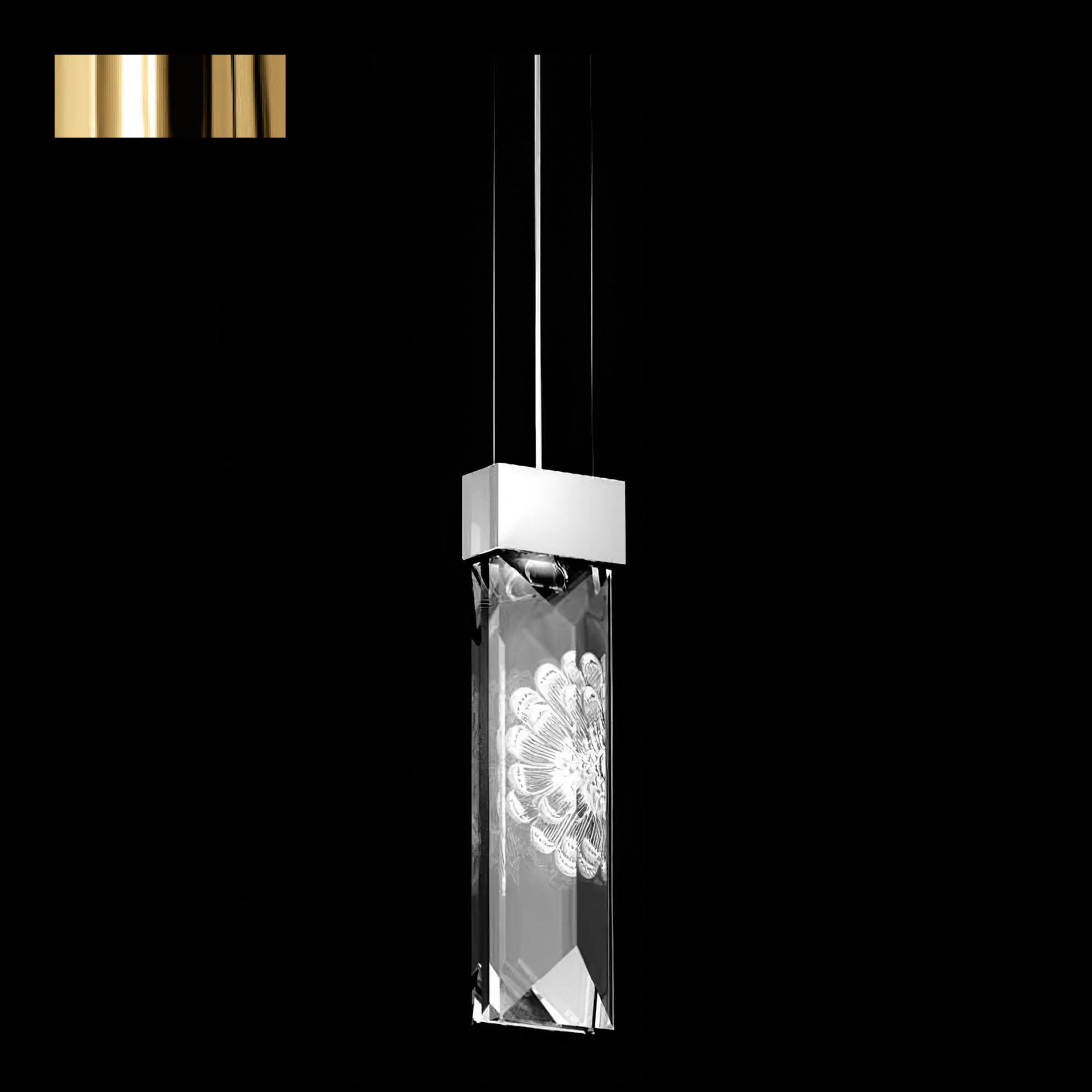Подвесная лампа (2 призмы) "Позолоченный" 8x33см от Serene "Dahlia" Lalique
