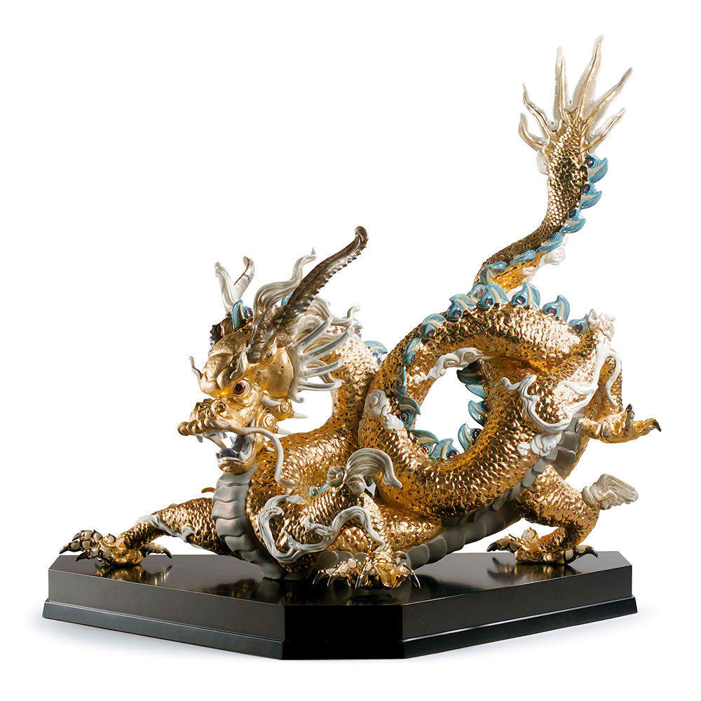 Статуэтка "Золотой дракон" 74 x 70см серии High Porcellaine Lladro