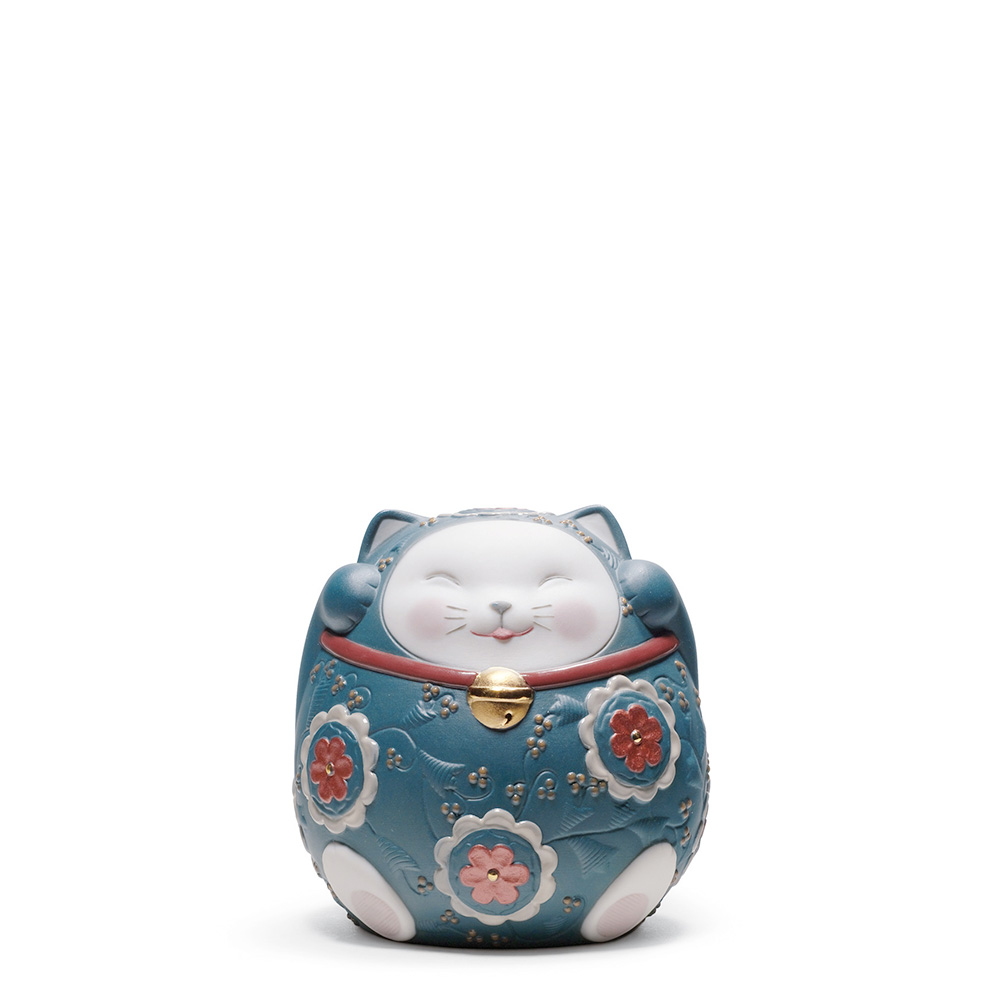 Статуэтка "Манеки Неко - Кот удачи (синий)" 10 x 9см от World Cultures Lladro
