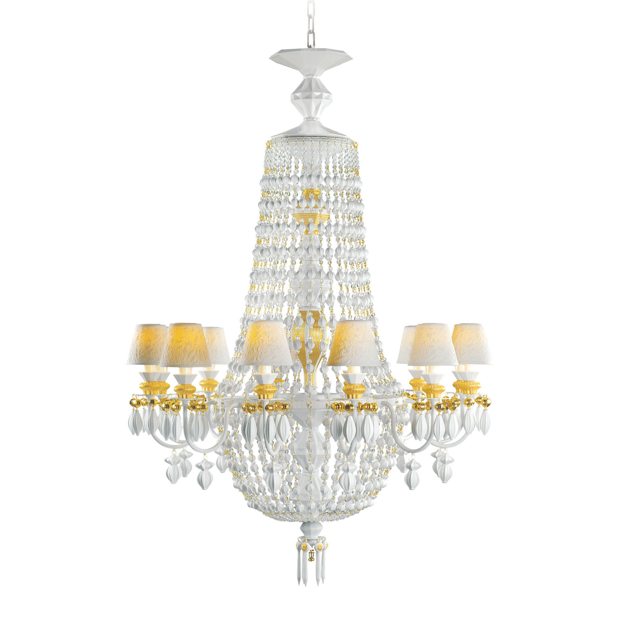Люстра на 12 свечей (золотой / белый) 120 х 80см серии Winter Palace Lladro